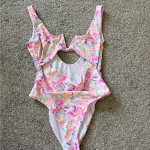 Women’s Tie-Dye One-Piece Swimsuit - Pink Multicolor